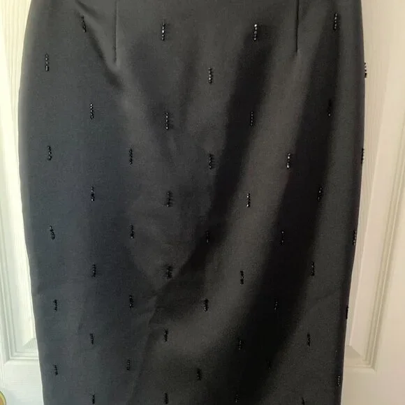 Laundry By Shelli Segal Pencil Skirt Black Size 6 Beaded - Picture 2 of 5